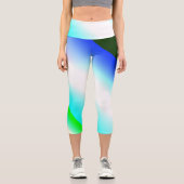青い緑の虹の抽象芸術テクスチャパターンアートt カプリレギンス (正面)
