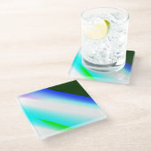 青い緑の虹の抽象芸術テクスチャパターンアートt ガラスコースター (アングル)