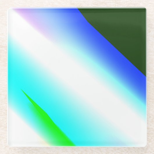 青い緑の虹の抽象芸術テクスチャパターンアートt ガラスコースター (正面)