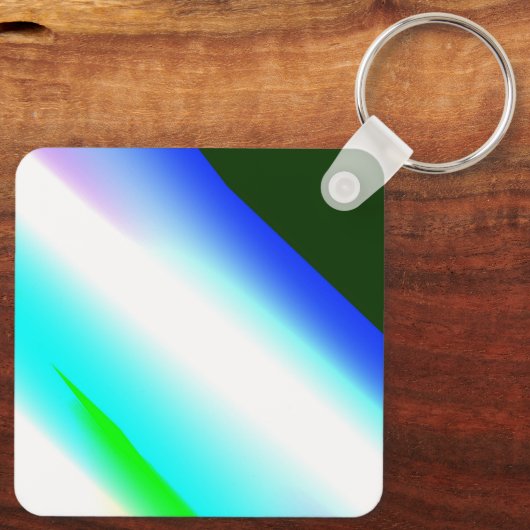 青い緑の虹の抽象芸術テクスチャパターンアートt キーホルダー (裏面)