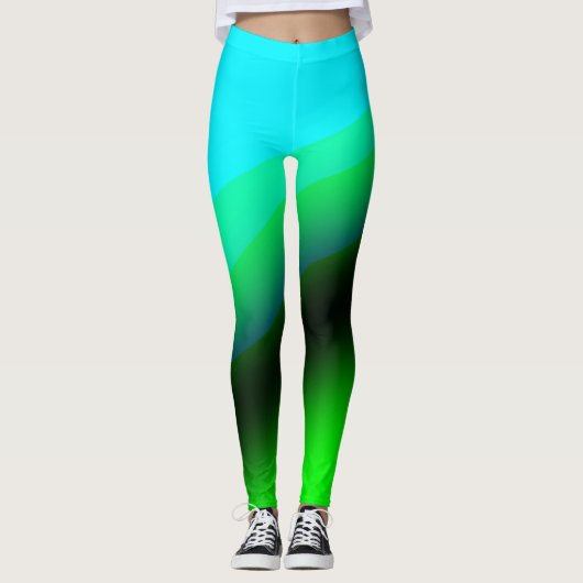 青い緑の虹の抽象芸術テクスチャパターンアートt レギンス (正面)