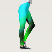 青い緑の虹の抽象芸術テクスチャパターンアートt レギンス (右)