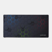 青い緑の赤いゲームパターンビデオゲーム愛好家 デスクマット (正面)