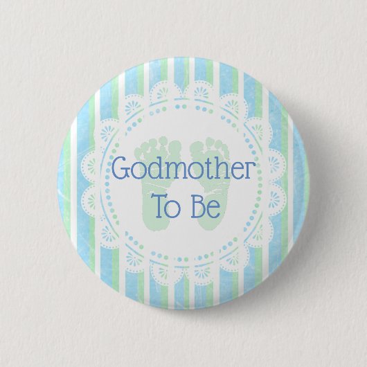 青い緑の赤ちゃんシャワーボタンになるgodmother 缶バッジ (正面)