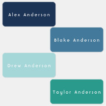 青い緑の長方形の服の子供のラベル