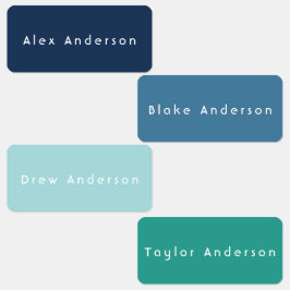 青い緑の長方形の服の子供のラベル ラベル