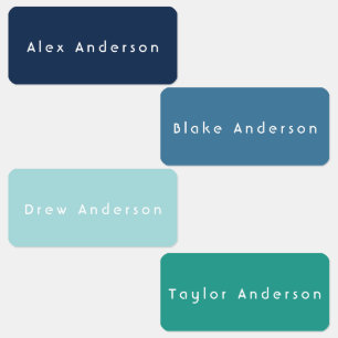 青い緑の長方形の服の子供のラベル ラベル