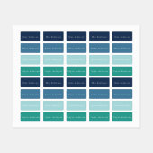 青い緑の長方形の服の子供のラベル ラベル (シート)