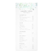 青い緑の離れサロン価格表サービス・メニュー ラックカード (正面)