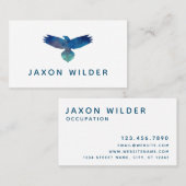 青い緑の鳥のシルエット雲ミニマル 名刺 (正面/裏面)