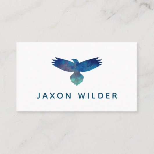 青い緑の鳥のシルエット雲ミニマル 名刺 (正面)