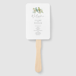 青い緑の鳥のフローラ水の色結婚の ハンドファン