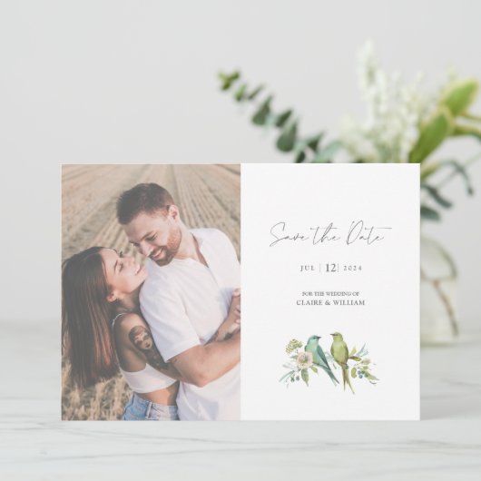 青い緑の鳥の水の色結婚の写真 セーブザデート (スタンド正面)