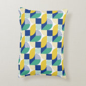 青い緑の黄色い抽象芸術幾何学的パターン アクセントクッション (裏面(縦))