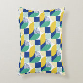 青い緑の黄色い抽象芸術幾何学的パターン アクセントクッション (正面(垂直))