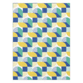 青い緑の黄色い抽象芸術幾何学的パターン テーブルクロス (正面)