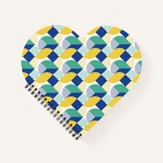 青い緑の黄色い抽象芸術幾何学的パターン ノートブック (正面)