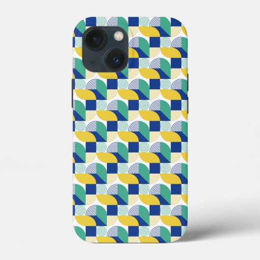 青い緑の黄色い抽象芸術幾何学的パターン Case-Mate iPhoneケース (裏面)