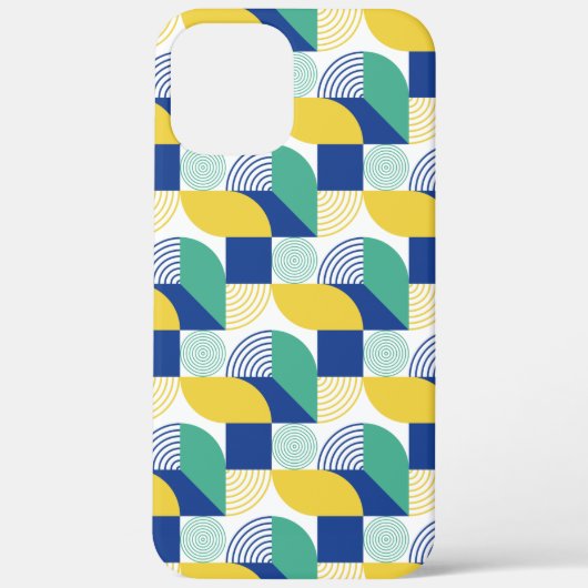 青い緑の黄色い抽象芸術幾何学的パターン Case-Mate iPhoneケース (裏面)