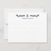 青い緑の黄色の果実モノグラムが並んだ ノートカード (正面)