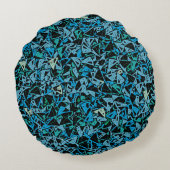 青い緑の黒い三角形のシームレスパターン ラウンドクッション (裏面)