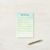 青い緑の《写真》ぼけ味パーソナライズされた円線リスト ポストイット (デスク上)