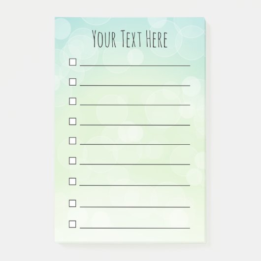 青い緑の《写真》ぼけ味パーソナライズされた円線リスト ポストイット (正面)