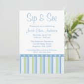 青い緑のsipとseeのストライプ 招待状 (スタンド正面)