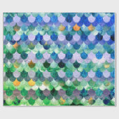 青い緑ガーリーの人魚はかりで測 ラッピングペーパー (フラット)