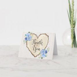 青い緑素朴色のフローラ林地ハート サンキューカード