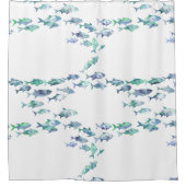 青い緑航海のの魚の水色 シャワーカーテン (正面)
