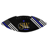 青い線とモノグラムの名前/署モダン名 アメリカンフットボール (パネル)