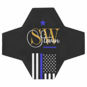 青い線とモノグラムの名前/署モダン名 サッカーボール (フラット)