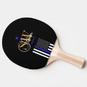 青い線とモノグラムの名前/署モダン名 卓球ラケット (横)