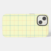 青い線と赤い点の格子模様 iPhoneケース (裏面横)