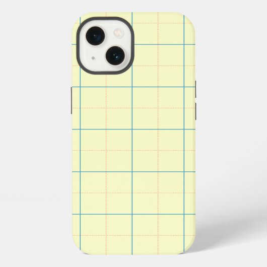 青い線と赤い点の格子模様 iPhoneケース (裏面)