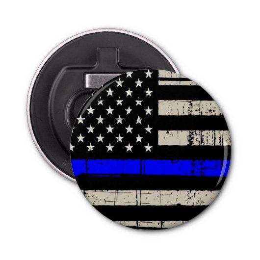 青い線のフラグ·ポイリス·サポートアメリカ合衆国 栓抜き (正面)