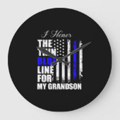 青い線の警察が青い旗を掲げる ラージ壁時計 (正面)