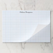 青い線グラフのグリッド名パーソナライズされたスクリプト ペーパーパッド (折り畳み)