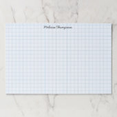 青い線グラフのグリッド名パーソナライズされたスクリプト ペーパーパッド (正面)