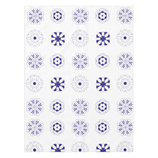 青い線花模様 テーブルクロス