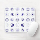 青い線花模様 マウスパッド (マウス)