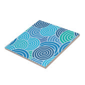 青い緩モダン和曲線パターン タイル (側面)