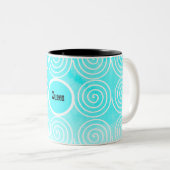 青い緩和曲線パターン ツートーンマグカップ (正面右)