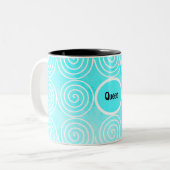 青い緩和曲線パターン ツートーンマグカップ (正面左)