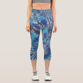 青い緩和曲線絞り染め カプリレギンス (正面)