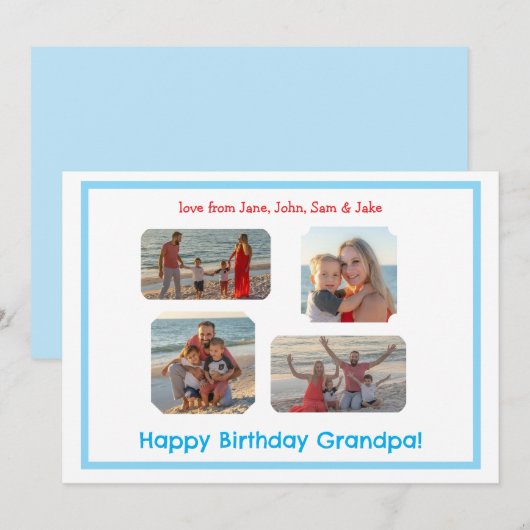 青い縁ど写真誕生日 (正面/裏面)