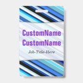 青い縞のさまざまな陰; パーソナライズな名前 バッジ (Back)