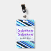 青い縞のさまざまな陰; パーソナライズな名前 バッジ (Front with Clip)