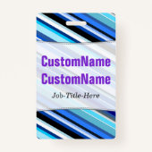 青い縞のさまざまな陰; パーソナライズな名前 バッジ (正面)